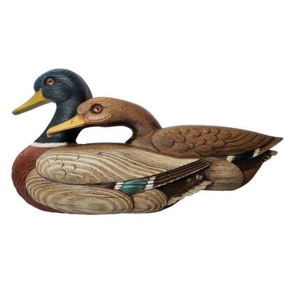 Vintage Burwood Products 3D Duck Pair Wall Hanging Plaque Farmhouse Country